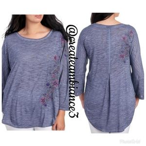 Slub Knit Embroidered Tunic